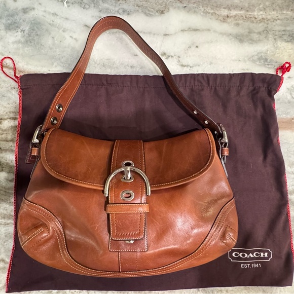 VINTAGE Coach F10192 Legacy Y2K Brown Full Grain Leather Buckle Shoulder Bag - Picture 2 of 16